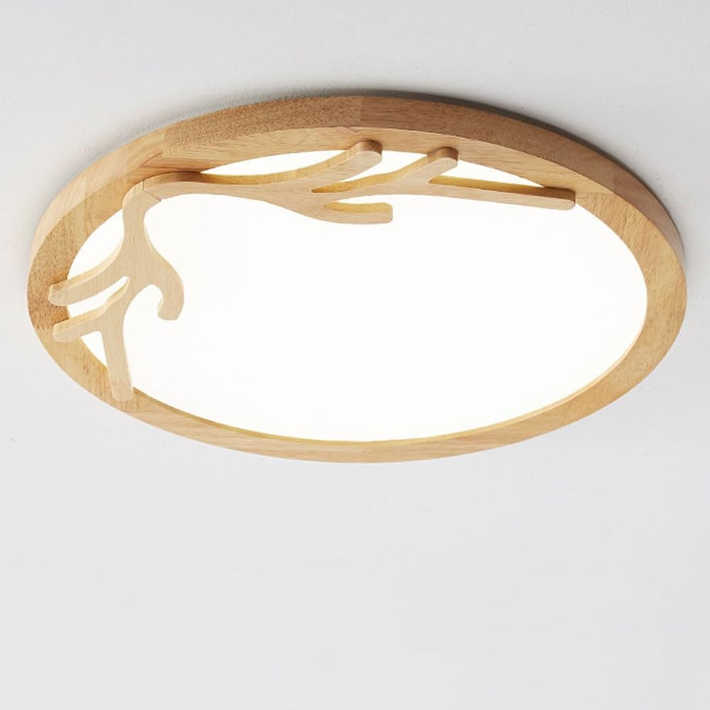Luz de techo LED de madera 24cm regulable con mando para salon 8