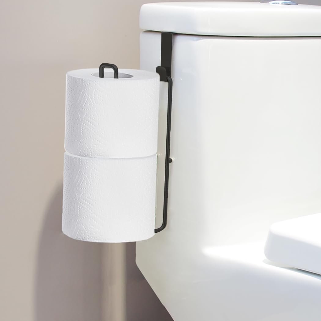 Black Toilet Paper Holder with Storage Extra 2 Roll Tissue