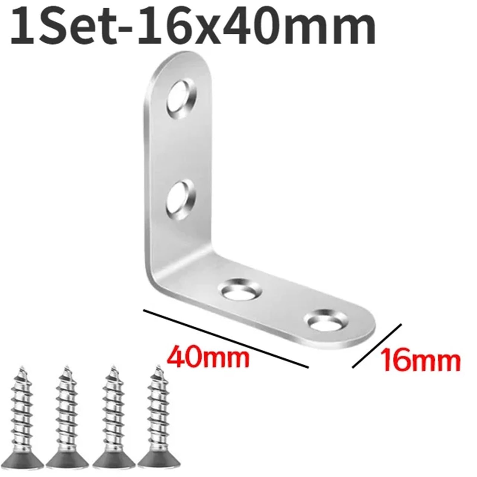 Escuadras Metalicas Junta de soporte de esquina de gabinete de acero inoxidable con tornillos, sujetadores for mamparas de madera, estantes, herrajes for muebles(10Set-16x40mm)