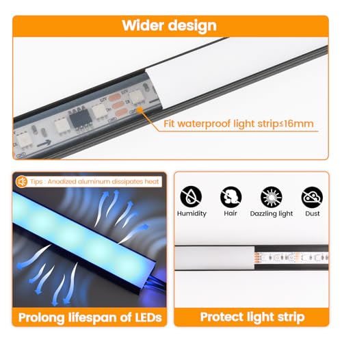 Tira LED COB 5m 320LED/m 3000K con canal aluminio negro difusor miniatura 5