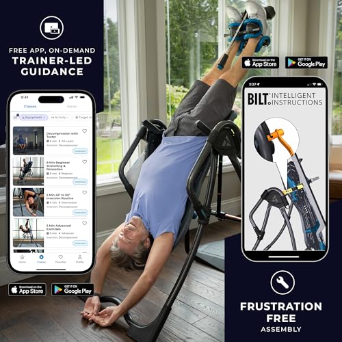 Image of TEETER FitSpine LX9 Inversion Table, Deluxe Easy-Reach Ankle Lock, Decompression Surface for Back Pain Relief, Integrated Accessories, UL Safety Certified, Heavy-Duty 300 lb Capacity, FDA Registered