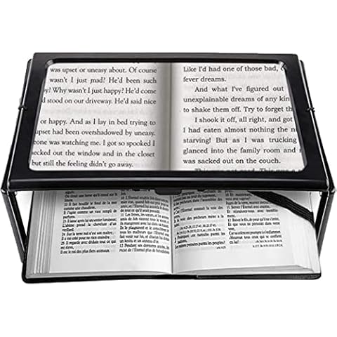 NOPEILVI- A4 Full Page Magnifier Reading Magnifying Glass On Rectangular Stand Hands 3x Magnification With 4 LED Lamp Lens For Reading For The Elderly, Seniors And Partially Sighted Persons Cover