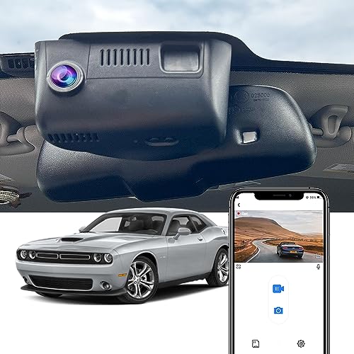 Fitcamx Dashcam Compatible avec 2015-2023 Dodge Challenger GT R/T SXT Plus Scat Pack (HD2-6091), Caméra de Voiture OEM, WiFi 4K 2160P UHD Video, G-Senseur,...