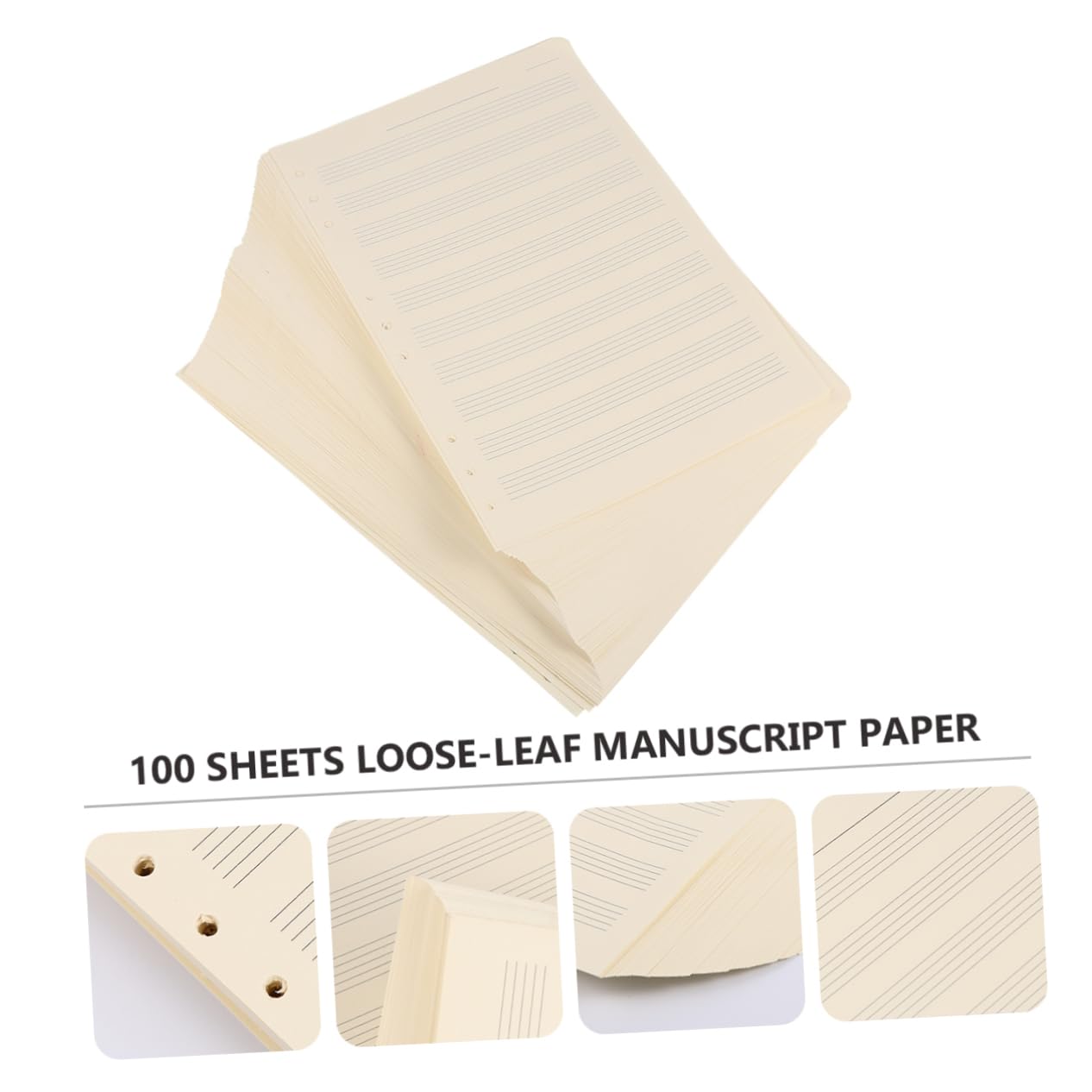 NUOBESTY 100hojas Papel De Música Sueltas De Páginas Recambio Práctico Para Cuadernos De Composición Para Estudiantes Y Músicos