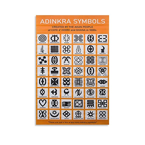 African Wall Art, Adinkra Symbols, Celebrating Black Culture And Lineage in Honor of African History Poster Canvas Wall Living Room Art Poster Bedroom Painting And Wall Art Picture Print Modern Home B