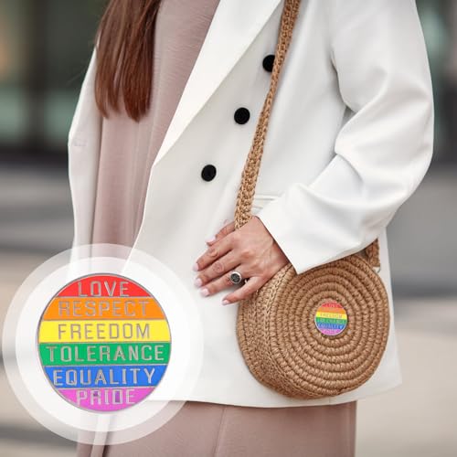 Image of Rainbow Pride Day Pin, Enamel LGBT Pins Equality Lapel Brooch LGBTQ Pins Ally Accessories Gift for Gay Lesbian Bisexual Backpack Clothes Hat Bags