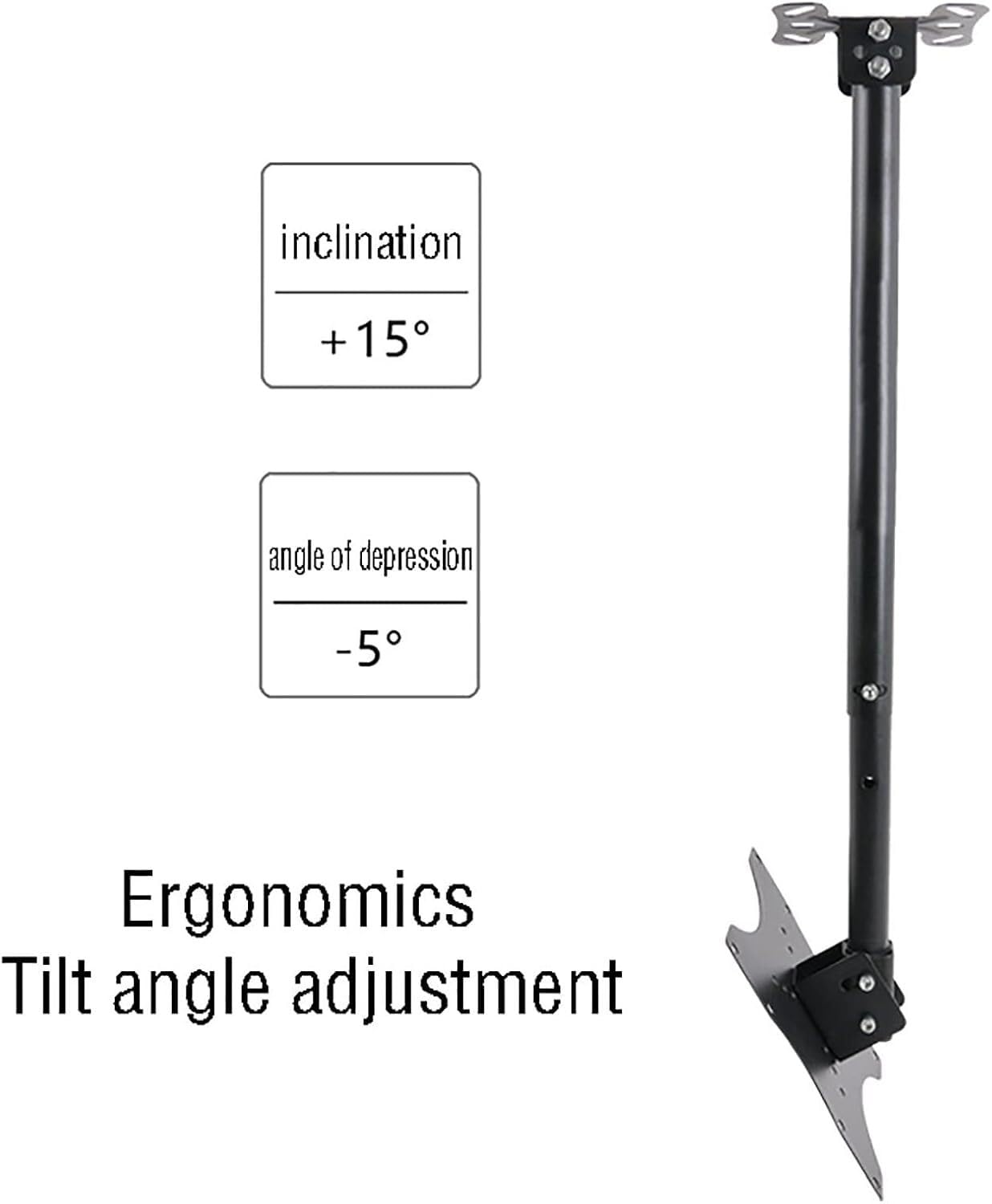 Support mural pour TV - Support plafond réglable avec inclinaison et rotation à 15° pour TV LCD à écran plat