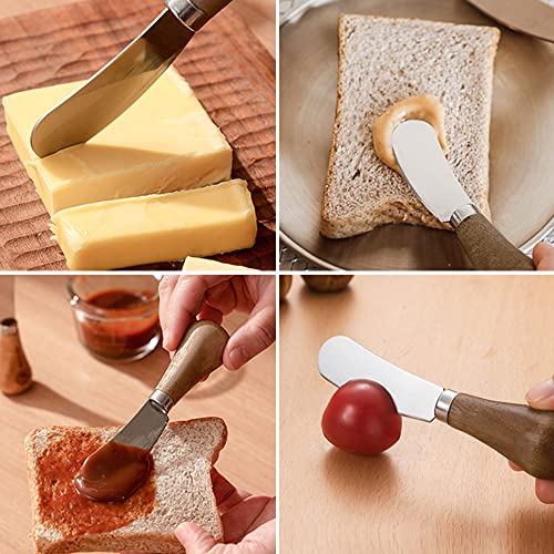 2 Pack Butter Spreader Knife Standing, Stainless Steel Cheese Spreader Knives with Wood Handle, Butter Knives with Sharp Edge for Easily Cutting & Spreading Butter & Cheese Sandwich Cream Cake - image 6