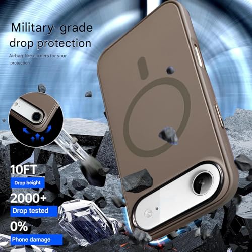 Image of VONZEE Compatible with iPhone 17 Air Case (6.6 Inch), MagSafe Compatible Magnetic Matte Back Cover, Military Grade Shockproof Protective Case, Anti-Fingerprint, Wireless Charging Support, Brown