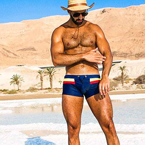 Taddlee Swimwear Men's Swim Boxer Trunks Briefs Sexy Bikini Square Cut Swimsuits (X-Small) Black4