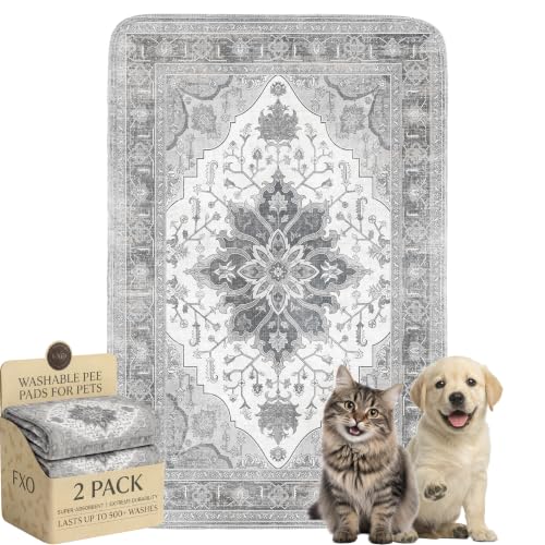 Image of Washable Pee Pads for Dogs and Cats,Great Urine Absorbent Reusable Puppy Training Pads,Waterproof,Leak-Proof & Non-Slip Cat Litter Box Mat for Whelping,Crate,Playpen,Bed.(Gray Floral,18 inchx28 inch)
