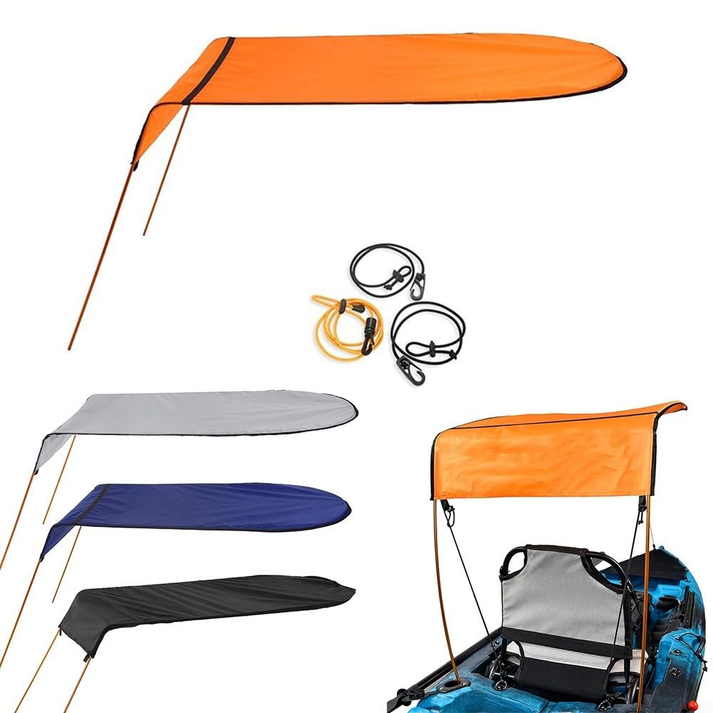 Wasserdichtes Sonnendach für Kajak und Kanu, UV-Schutzmarkise, obere Abdeckung für Einzelperson, leichter Oxford-Bootsschutz, schnelle Montage, 127,7 x 78,9 cm (grau)