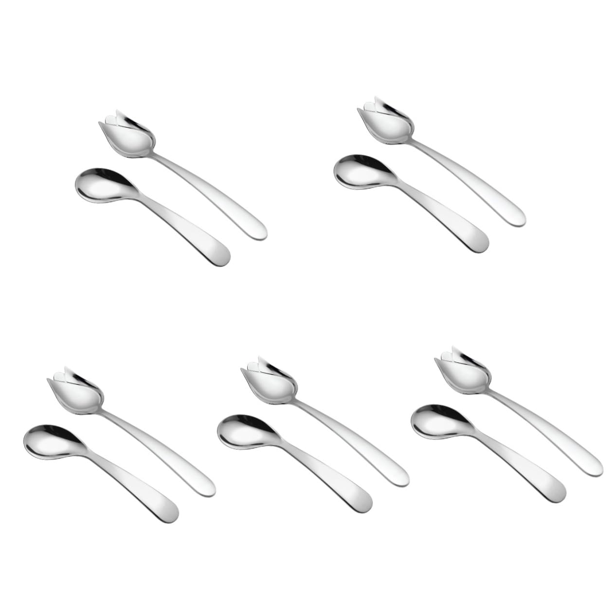 5 Series Codo Cuchara Tenedor Cucharón Cubiertos Para Discapacitados Para Adultos Anciano Forma Discapacidad Largo Pequeño Fácil Acero Inoxidable Plata 2 Piezas X 5