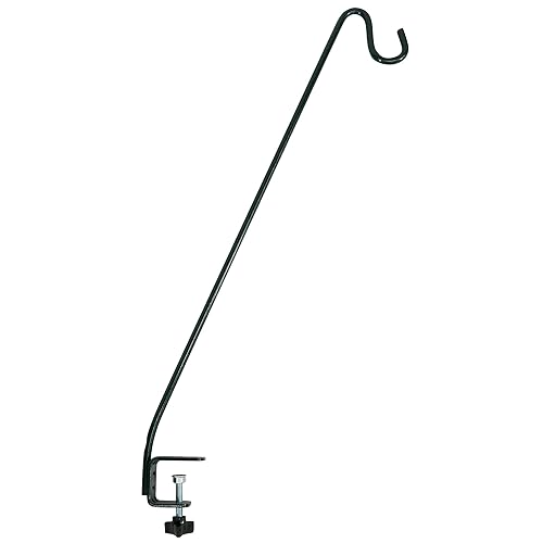 33-Inch Clamp-On Deck Hook, Steel, Bird Feeders, Plants, and Windchimes, Black - 13 inch hook
