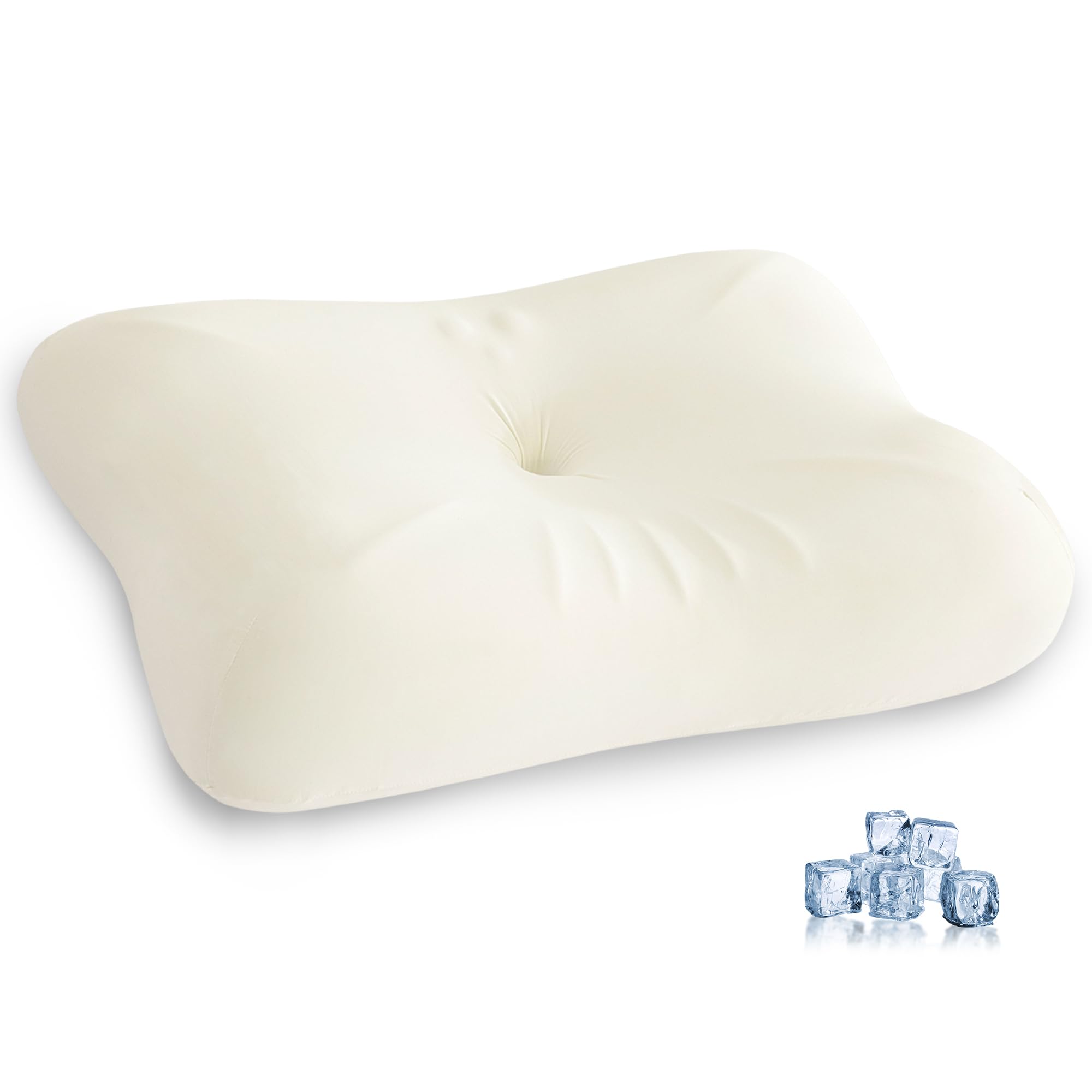 Kavier Orthopaedic Memory Foam Neck Support Pillow for Side Sleepers, White, Ergonomic Cervical Contour for Neck and Shoulder Pain Relief, Dual-Height Cooling