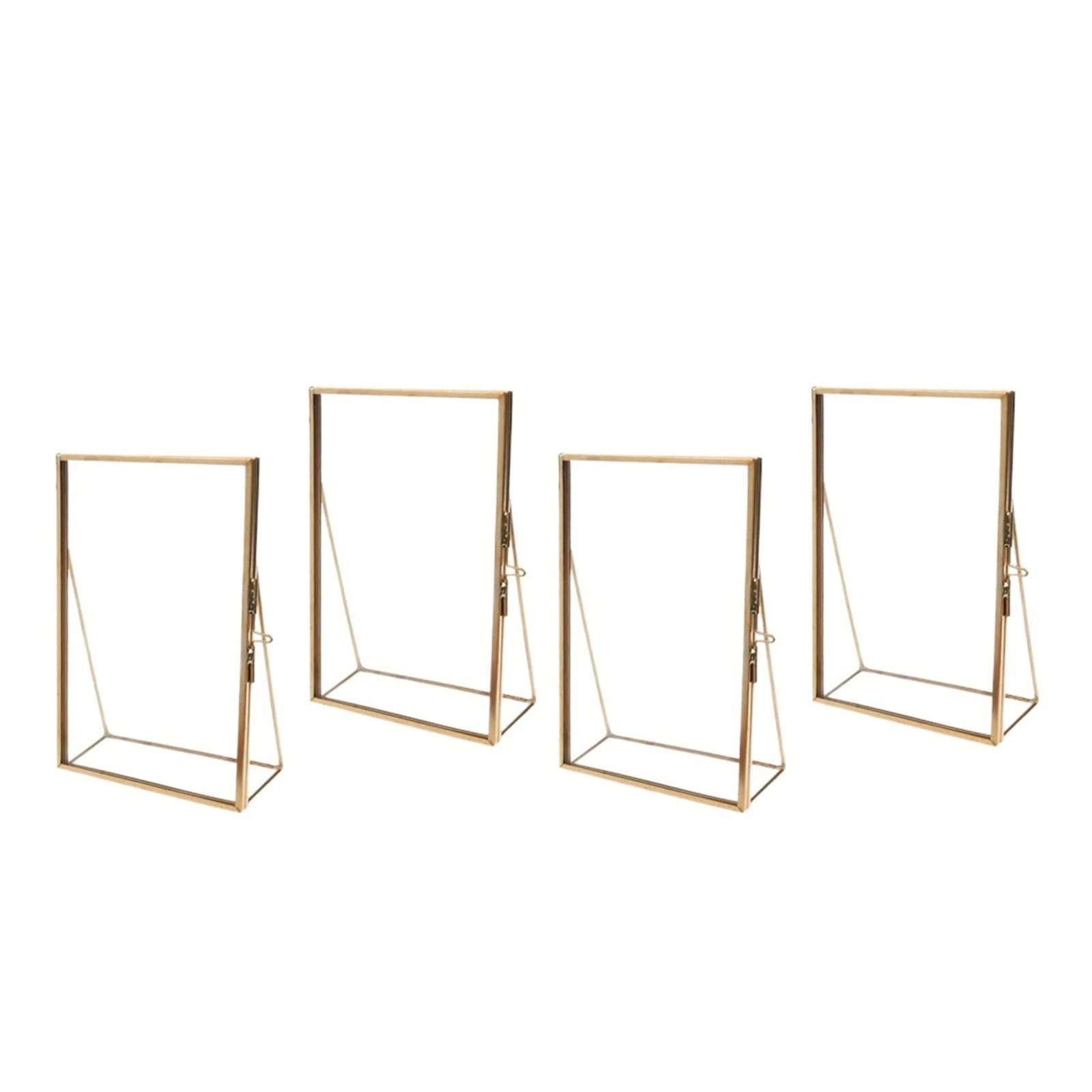 4 STÜCKE Messing Glas Bilderrahmen Home Hochzeitsdeko Gold
