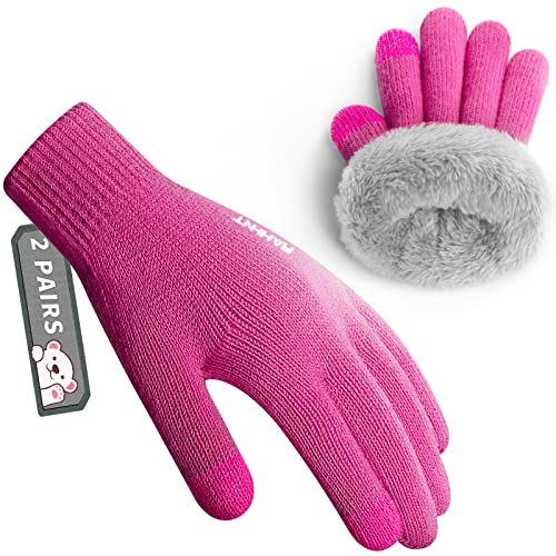 Image of Rahhint Kids Winter Gloves for Boys Girls Children Toddler Thermal Wool Knit Gloves with Insulated Fleece Lining Keep Hand Warm Gift