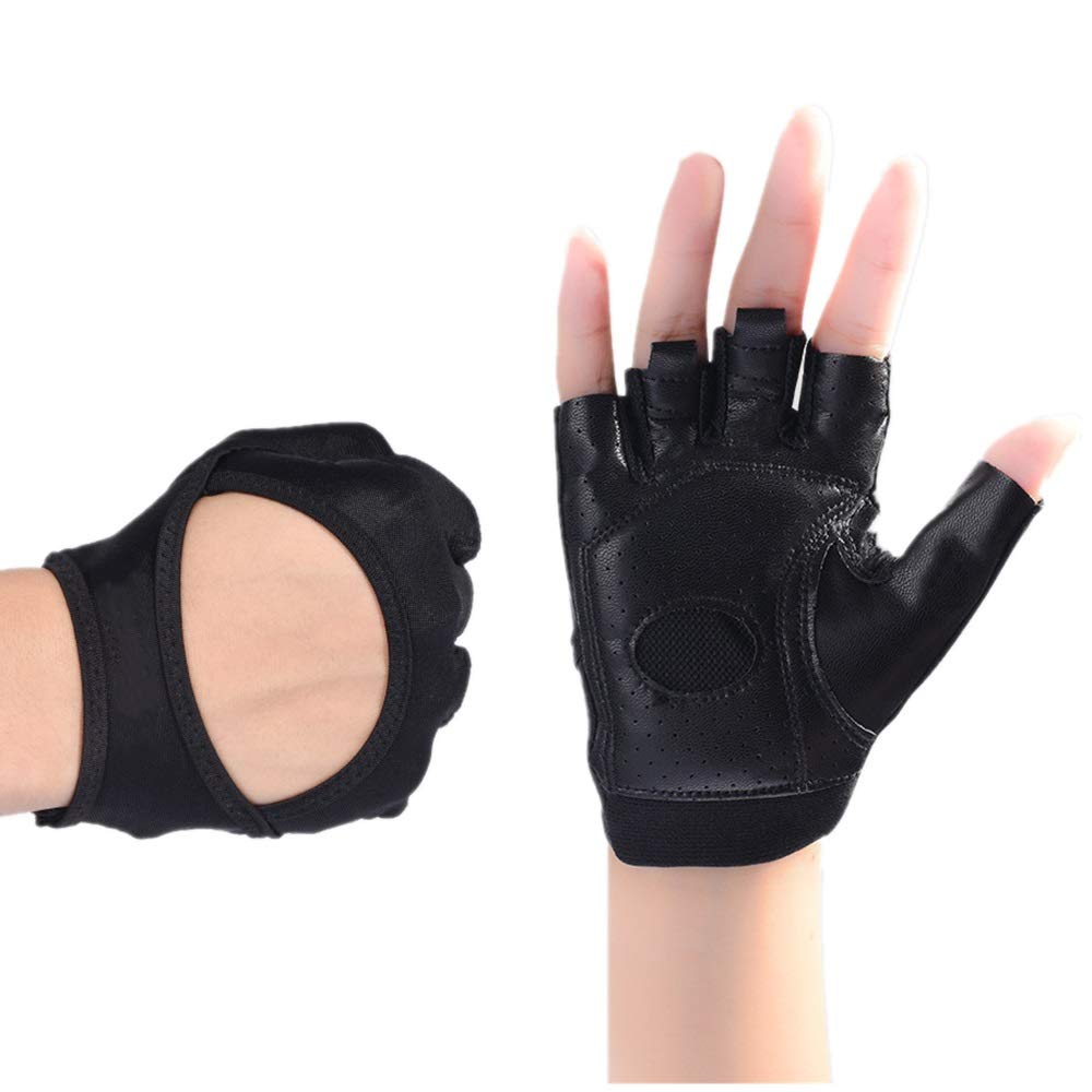 Guanti Antiscivolo per la Palestra Guanti da Palestra da Donna, Guanti da Cross Training Senza Dita(Schwarz,M)