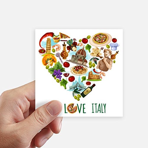 Autocollant carré Tour de Pise Rome Colisée Spaghetti 10CM DIYthinker 8Pcs - 2