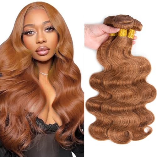 300g Color #30 Body Wave Bundles Honey Brown Bundles Human Hair 10A Brazilian Virgin Remy Hair Extensions 24 26 28 Inch
