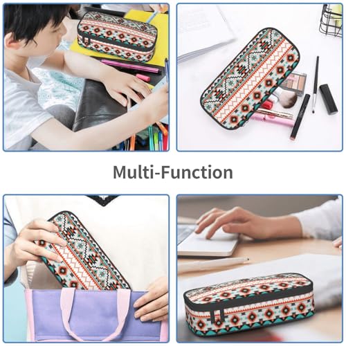Image of Aztec Ethnic Tribal Pencil Case Organizer Big Capacity Pencil Pouch Stationery With Zipper School Supplies Pencil Bag For Girls Boys Office