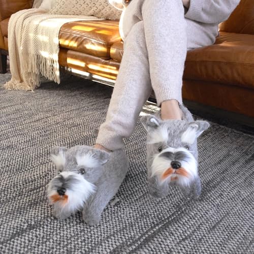 Schnauzer Slippers for Women and Men - Fuzzy Plush Dog Slippers for Adults2