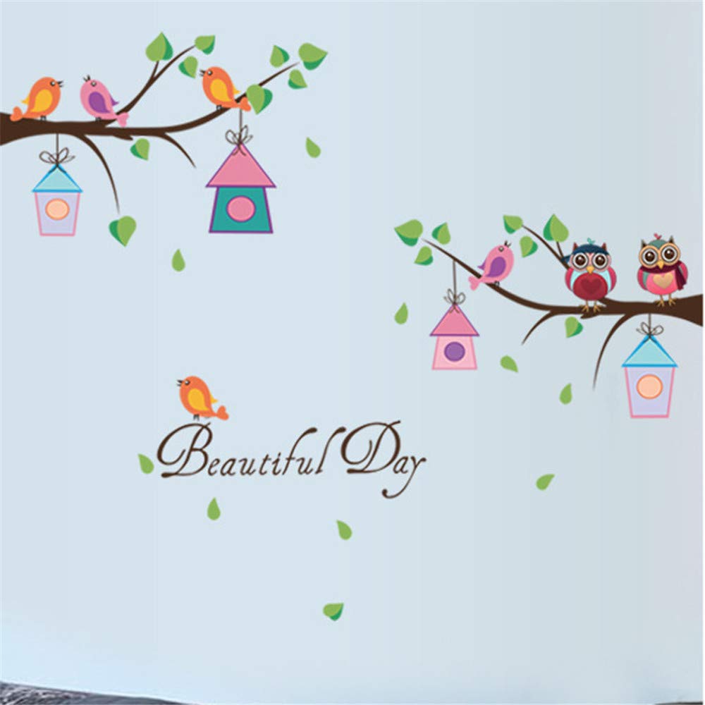 1 PACK,Cartone Animato Fai Da Te Animale Albero Gufo Adesivi Murali Uccelli Rami Vinile Per Bambini Decorazioni Per La Casa Murale Adesivi Decalcomania Smontabile Sul Muro