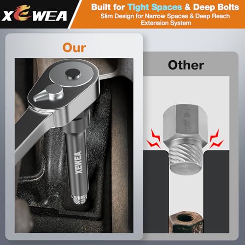 Image of XEWEA 15PCS Bolt Screw Extractor Set, Long Slim CR-MO Multi Spline Easy Out