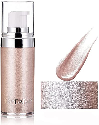 Face Body Liquid Illuminator,Highlight Moisturizing Body Illuminator Waterproof Smooth Liquid Spray Shine Shimmer Glow Liquid Foundation for Body & Face(#1Pearl White)