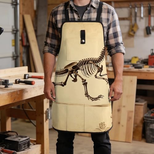 Delantal de trabajo con diseño de esqueleto de dinosaurio miniatura 5