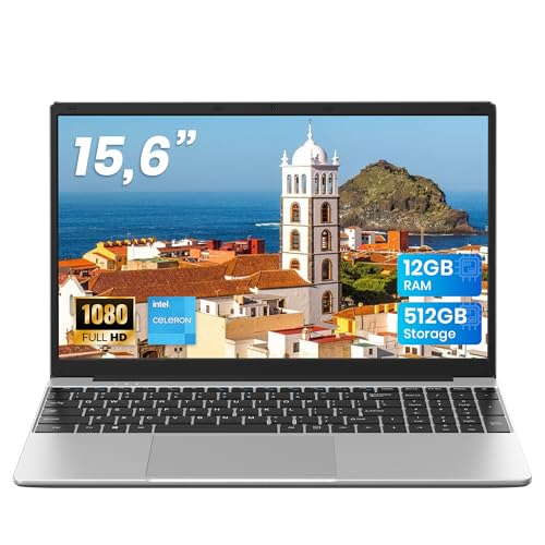 jumper Laptop 15,6 Zoll FHD Display, 12 GB RAM 512 GB ROM TF Erweitern 512GB, 5205U Prozessor Notebook(bis zu 2,3 GHz), 2 Stereo-Lautsprecher/USB 3.0/Typ-C/Zehnertastatur