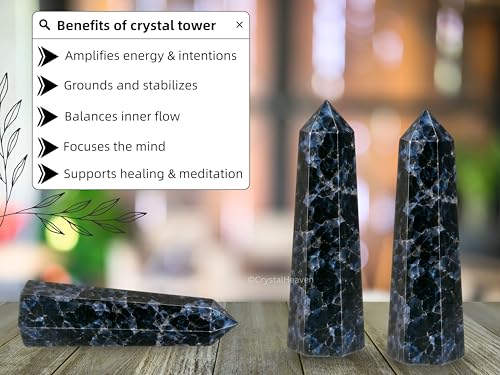 Image of Crystal Heaven Indigo Gabbro Crystal Tower Obelisk Point For Chakra, Healing And Balancing - Aaa Grade Original Certified Gemstone Agate For Reiki Meditation Yoga Spiritual (3-4 Inches)