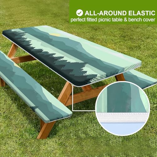 Nappe rectangle étanche de 8 pieds avec couvercle de table de pique-nique intérieur extérieur - 3