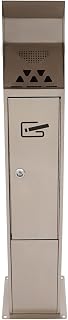 Outdoor Standing Cigarette Butt Disposal with Inner Bucket, Standing Ashtray Cigarette Butt Disposal, Commercial Smoking Receptacle for Smoking Areas, Office, Rv (Silver, 6.7×6.7×35.4in)