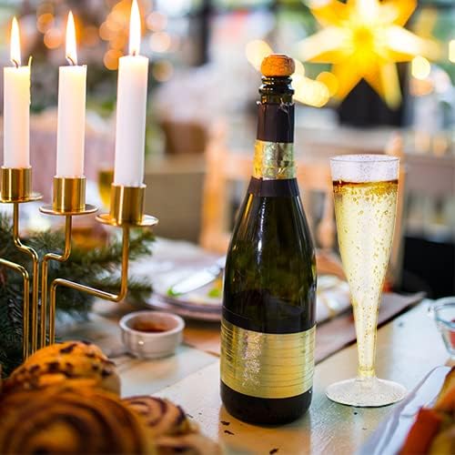 Vista 8 de 100 copas de champán de plástico desechables Copas de champán de plástico con purpurina dorada para fiestas Vasos de plástico con purpurina dorada