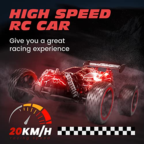 Image of Tecnock RC Cars for Kids, 1:18 Scale 2WD RC Car with LED Lights, 2.4GHz Remote Control Car with USB-C Easy Charging & 50 Mins Playtime, Toys Gifts for Boys & Girls Ages 8-12