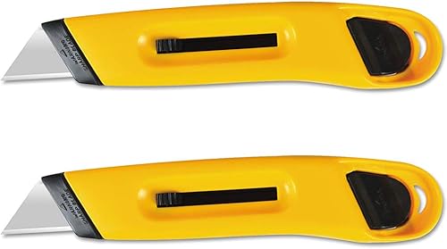 COSCO  Cuchillo utilitario de plástico con hoja retráctil y cierre a presión, amarillo -- Se vende como 2 paquetes de - 1 -  - Total de 2 cada uno