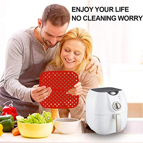 image for Barafat 2 Pcs Reusable Air Fryer Liners, Non-Stick Silicone Mats, Vari