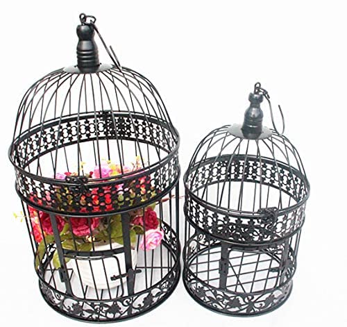 Crysdaralovebi S M - Jaula decorativa para pájaros, decoración de ventana, accesorios de fotografía blanca, jaula de boda para hotel (negro, 14 x 14 x 25 cm)
