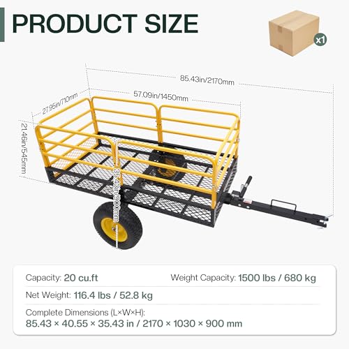 Jocisland 1500 LBS ATV UTV Dump Cart