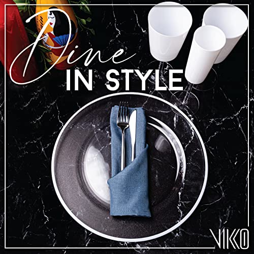 Vikko Glass Charger, 13 Inch Clear Glass Dinner Plate Charger With White Rim, Set Of 4 Elegant Place Setting Chargers #TOP3