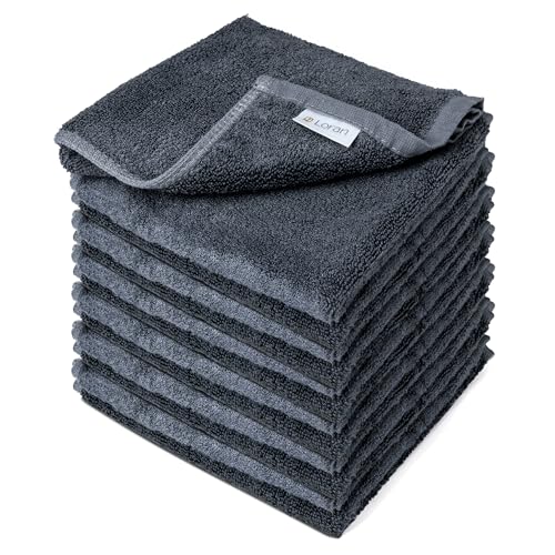 Set di 6 panni morbidi per il corpo, 33 x 33 cm, 70% viscosa, derivati dal bambù, 30% cotone, effetto spa, setosi, per la pulizia della pelle, colore: grigio antracite