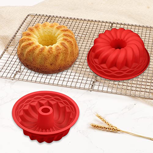 Webake Fluted Tube Cake Pan Silicone 6 Inch Small Bunt Cake Molds Nonstick Round Cake Pans For Baking Pack Of 4 #TOP4