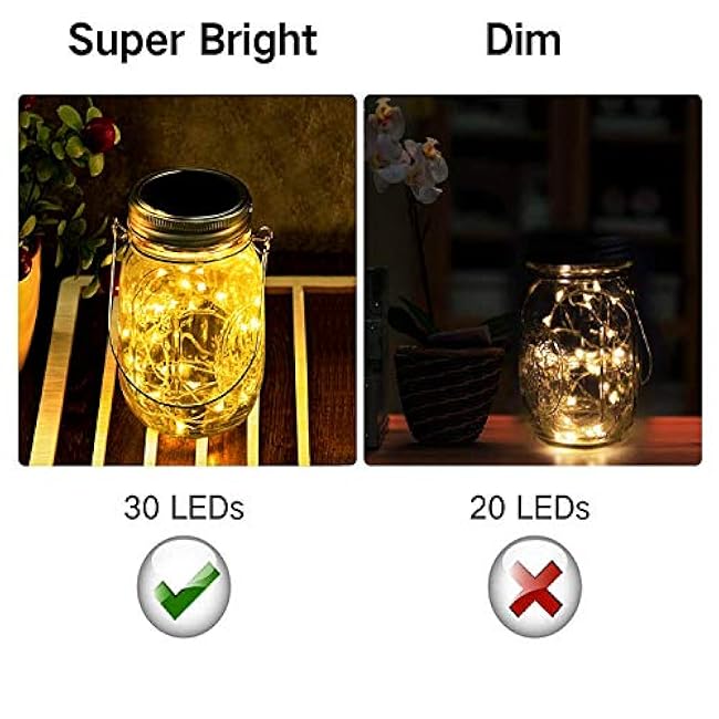 Upgraded Solar Mason Jar Lid Light,Multicolor 30LED Light String Fairy Firefly Jar Lid Light (3 Colors) Including 12 Hangers(Excluding Jars) Best for Mason Jars Terrace Garden Decoration