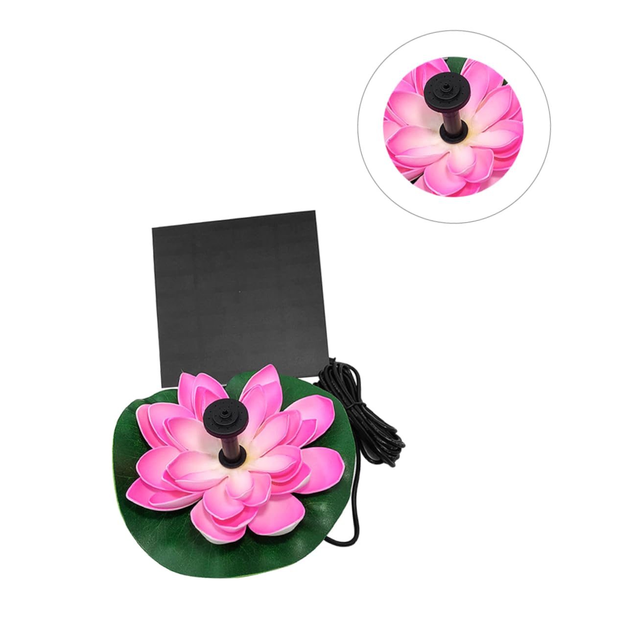 Solar Fountain Pompa 7v 2, 5w a Forma di Loto, Plastica Verde | Fontana ad Energia Solare, Fontana Laghetto Energia Solare, Vacanze Estive, 180l/h, Testa 100cm