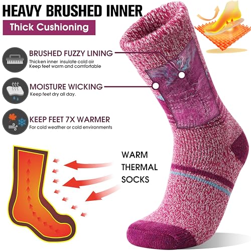 Image of 3 Pairs Thermal Warm Socks for Men & Women Thick Winter Extra Warm Insulated Boot Ski Socks for Cold Weather