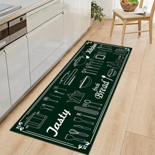Image of HomeCloud Rubber Anti Fatigue Kitchen Rug Sets 2 Piece Non Slip Kitchen Mats for Floor Cushioned Kitchen Rugs and Mats Waterproof Comfort Standing Mat Runner for Kitchen (Fresh Bread Black)
