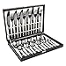 PENGENRUI Besteckset, Besteck 24-teilig für 6 Personen, Besteck Set aus Edelstahl, Steakmesser Gabeln Löffel, Spiegelpolierte Besteck-Set mit Geschenkpaket, Ideal für Haus Küche, Schwarz