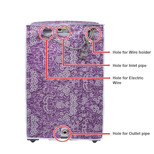 Image of Classic Top Load Washing Machine Cover Suitable for Godrej 6 Kg, 6.5 Kg, 7 Kg, 7.5 Kg (57cmsX56cmsX86cms, Purple Flower, Medium)