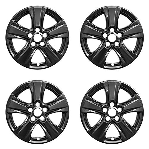 New Wheel Skins Covers Fits 2019-2020 Toyota RAV4; 17 Inch; 5 V Spoke; Gloss Black; Plastic; Set of 4